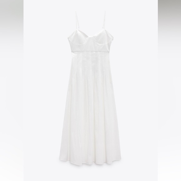 Zara POPLIN MIDI DRESS. White. Size XL. New with Tags. - Picture 5 of 7